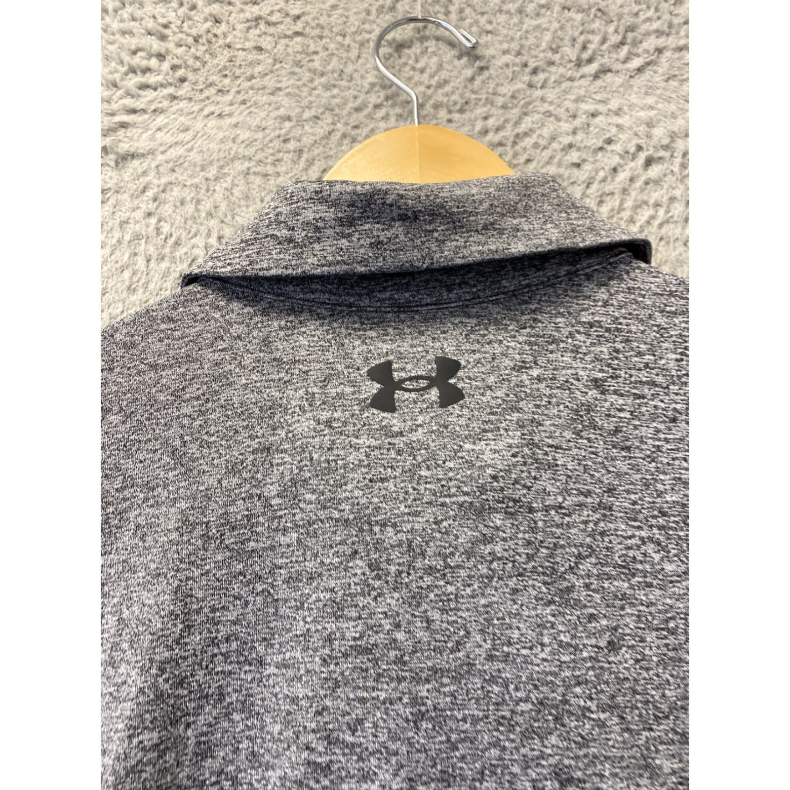 Under Armour VINTAGE Under Armour The Playoff Polo Shirt Men Large Charcoal Gray Heather Short Sleeve Geometric 90s Size US L / EU 52-54 / 3 - 8 Thumbnail