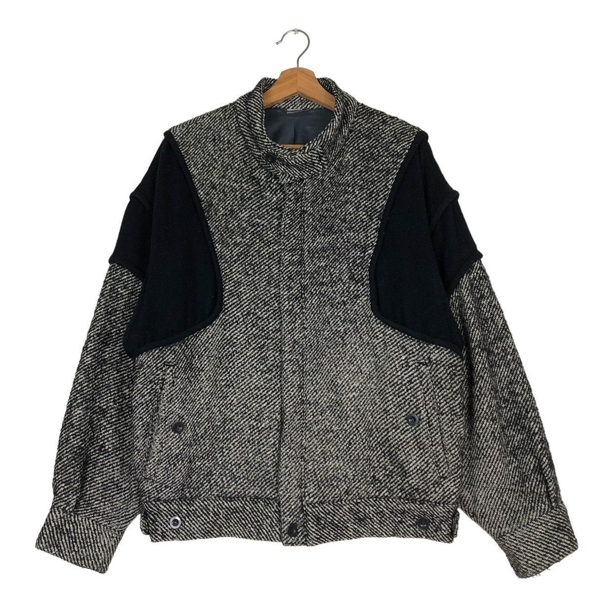 Japanese Brand 🔥80’s Intermezzo Issey Miyake Herringbone Bomber Jacket Size US L / EU 52-54 / 3 - 1 Thumbnail