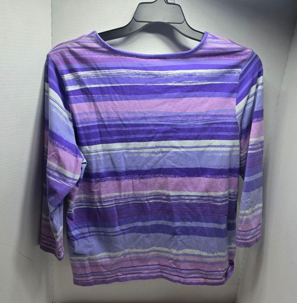 The Unbranded Brand Women's Koret Purple Striped Long Sleeve Tee XL Size XL / US 12-14 / IT 48-50 - 5 Thumbnail