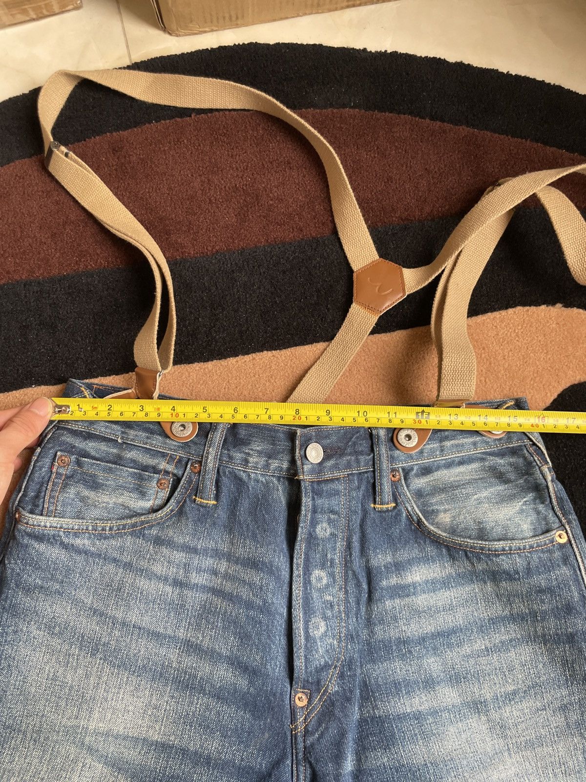 Evisu × Vintage EVISU Red suspenders daicock jeans size:30x34 Size US 30 / EU 46 - 11 Thumbnail
