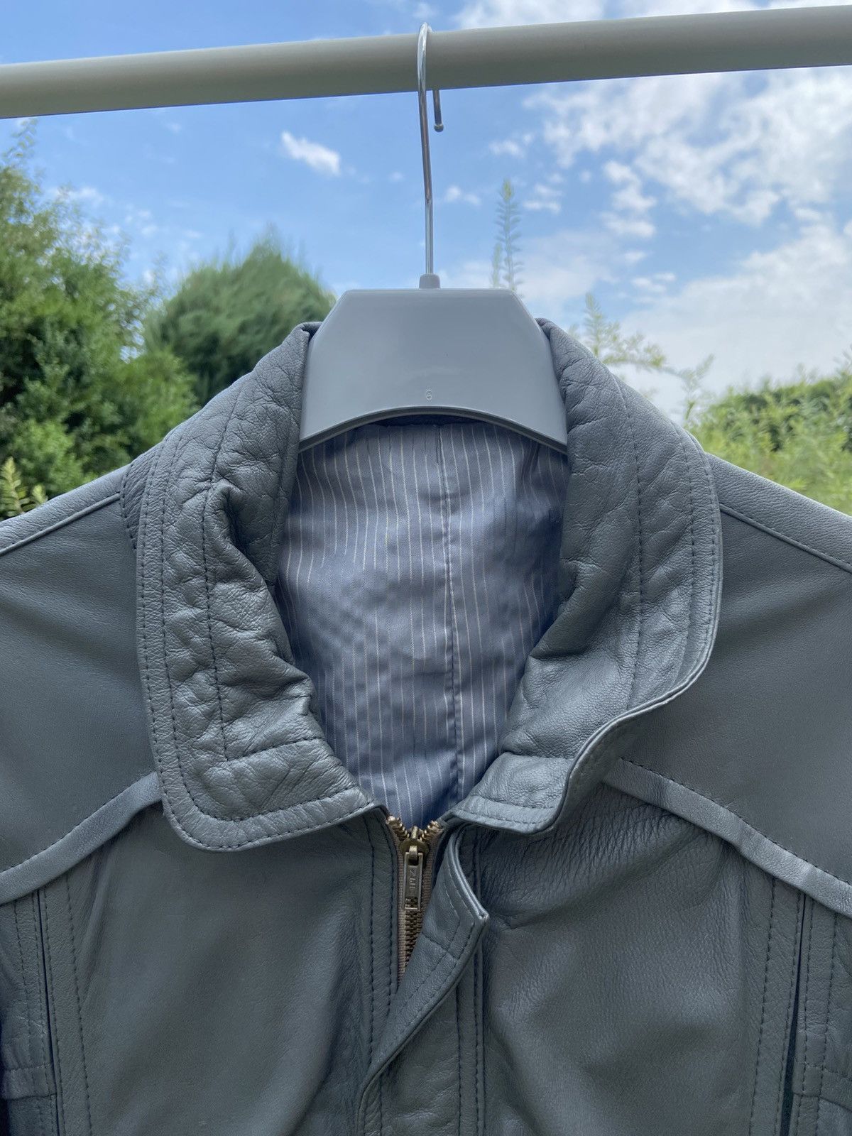 Japanese Brand Vintage Grey leather bomber Jacket Size US M / EU 48-50 / 2 - 2 Thumbnail