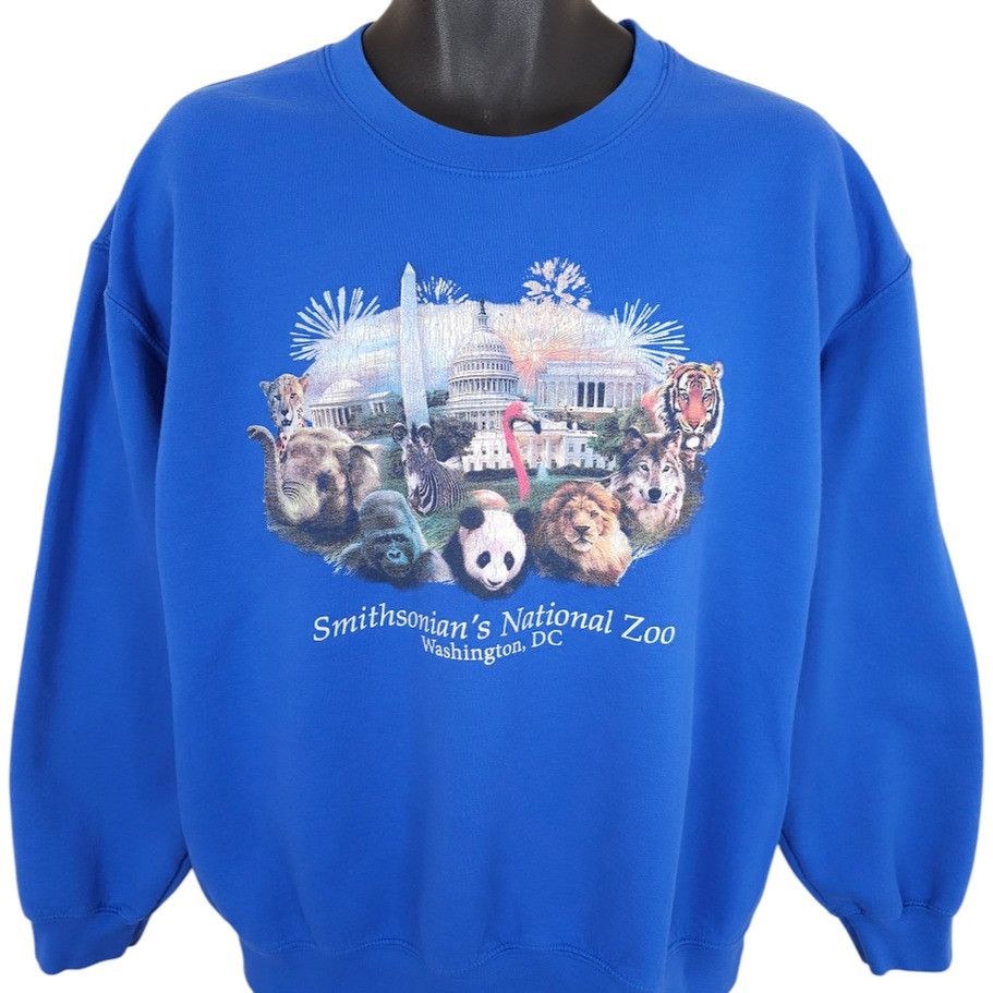 Gildan Smithsonian National Zoo Sweatshirt Mens Size Large Blue Size US L / EU 52-54 / 3 - 1 Thumbnail