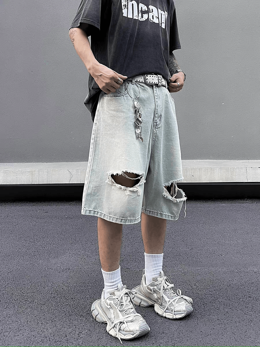 Japanese Brand × Vintage Vintage High Street Hip Hop Loose Fit Denim Shorts Size US 34 / EU 50 - 1 Thumbnail