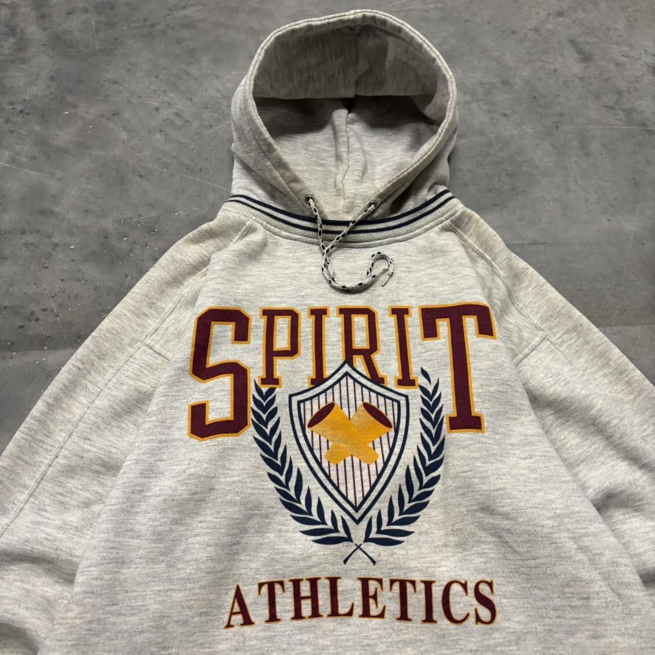 Japanese Brand × Vintage Crazy Vintage 90s Grey Spirit Athletics Spellout Hoodie! Size US M / EU 48-50 / 2 - 2 Thumbnail