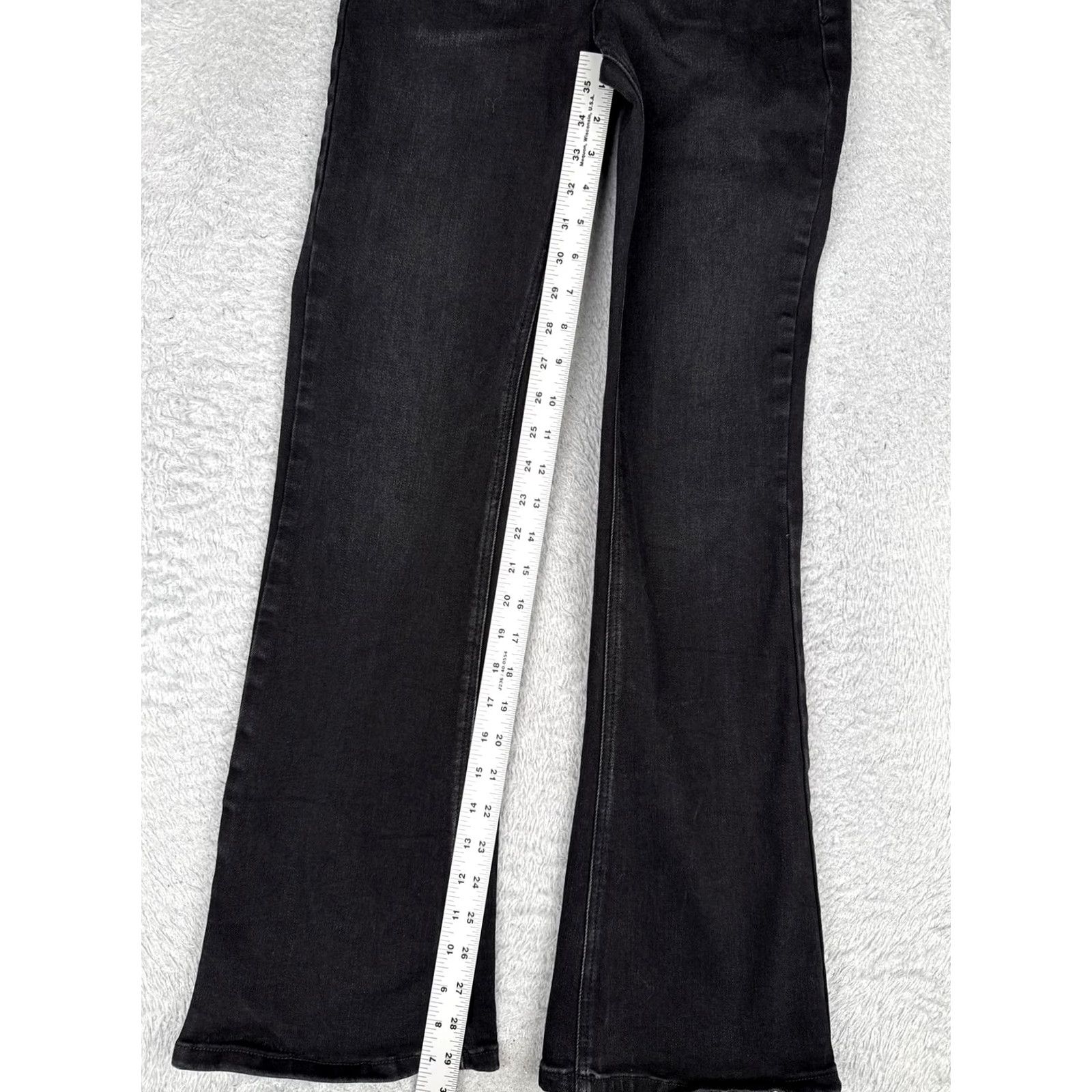 Vintage KanCan Jeans Bootcut Juniors 5/26 Black Dark Wash Mid Rise Stretch Button 25x30 - Denim, 5-Pocket, Slim Fit, Cotton Blend, Spandex, China, Womens Size 27" / US 4 / IT 40 - 7 Thumbnail