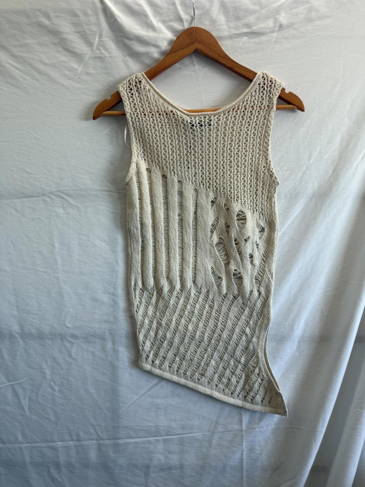 Zara ZARA NWT Asymmetrical Open-Knit Tank Top – Cream SMALL Size S / US 4 / IT 40 - 3 Thumbnail