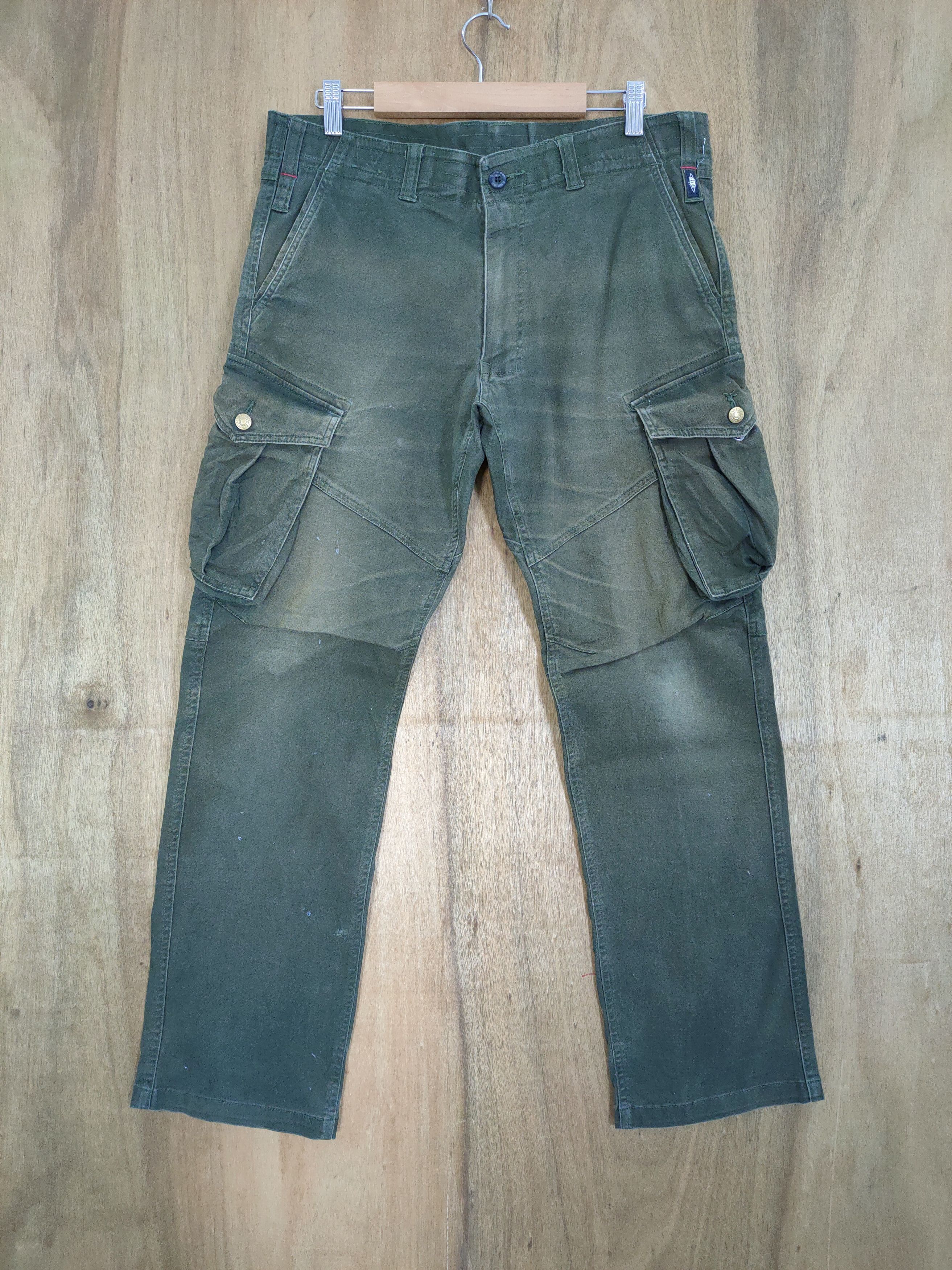 Japanese Brand VINTAGE GRIDE FADED GREEN CARGO PANTS Size US 33 - 1 Thumbnail