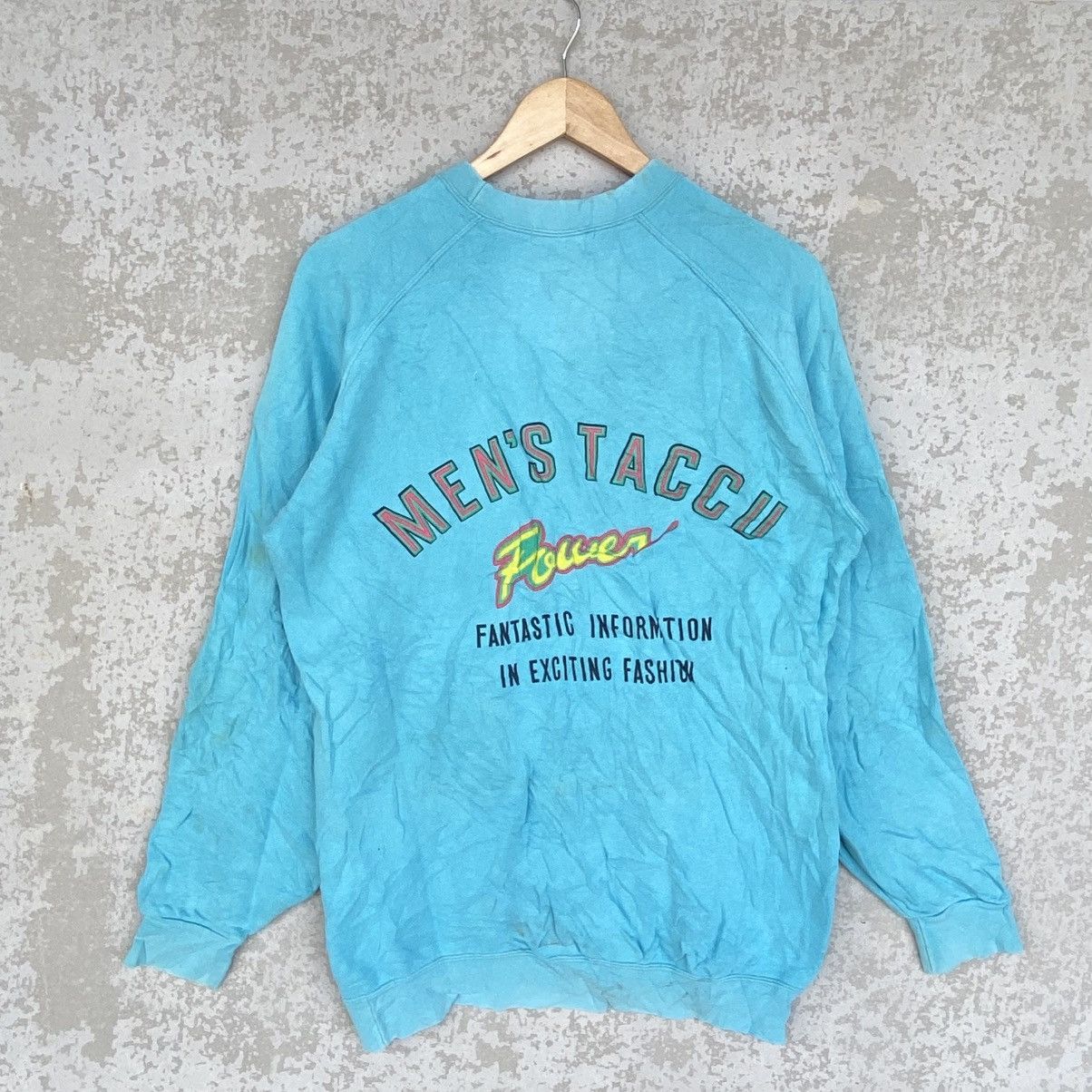 Other Vintage Men’s Taccu Big Printed Crewneck Sweatshirt Blue Size US L / EU 52-54 / 3 - 4 Thumbnail