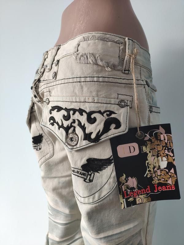 Japanese Brand Low rise Beige Jeans Bleached sz XXS Legend Jeans Size 29" - 5 Thumbnail