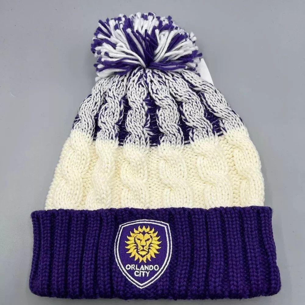 Adidas Orlando City Hat Men Knitted Adidas Cuffed Beanie Pom Pom Size ONE SIZE - 1 Thumbnail