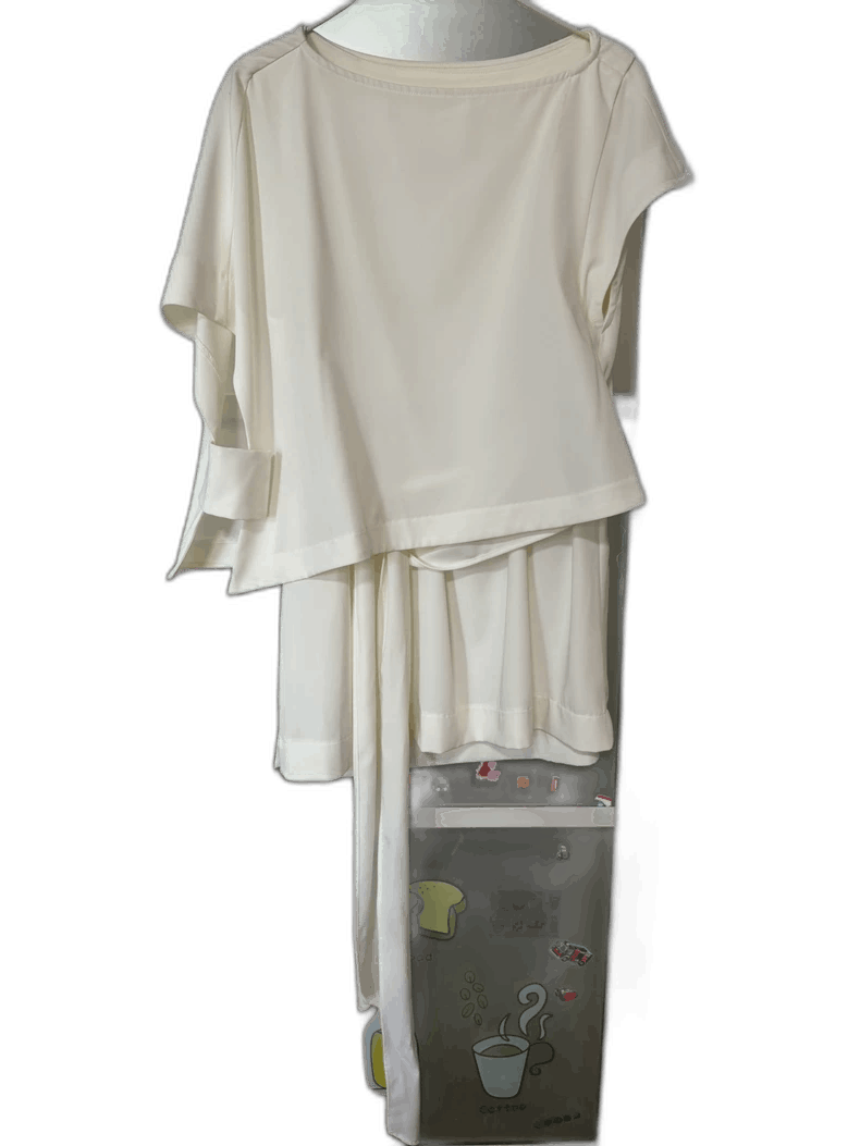 White Asymmetric Layered Strap Short Sleeve Top