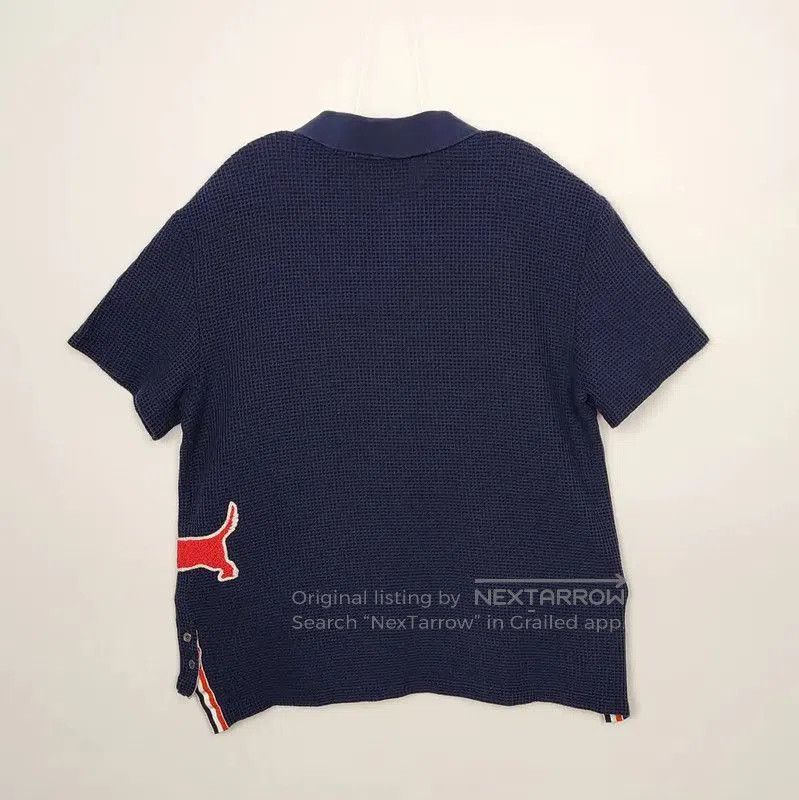 Thom Browne Thom Browne Navy Blue Cotton Polo Shirt . Size US L / EU 52-54 / 3 - 2 Thumbnail