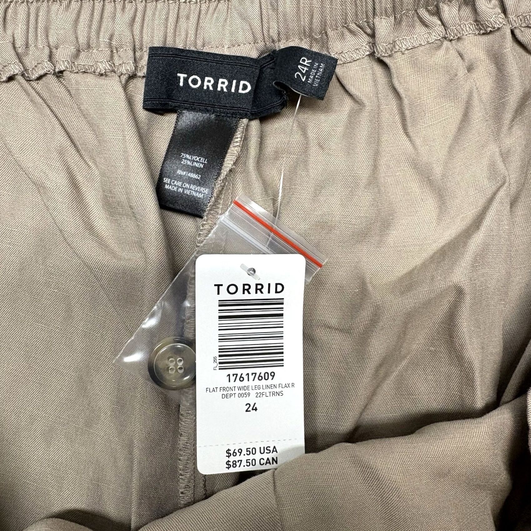 Torrid Torrid Plus Size Linen Wide Leg Pants Brown Flax Tan Size 42" / US 20 - 4 Thumbnail