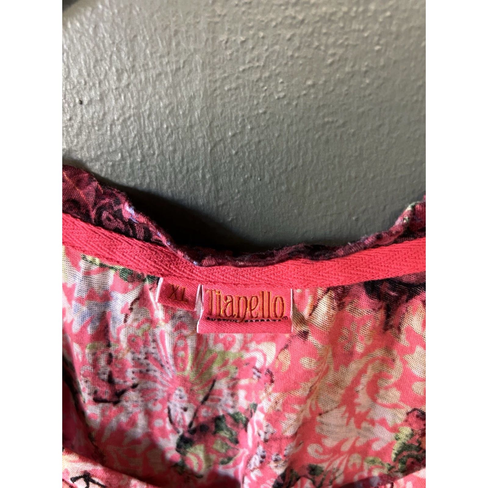 Vintage Tianello Blouse Women Red Floral Short Sleeve XL Size XL / US 12-14 / IT 48-50 - 3 Thumbnail