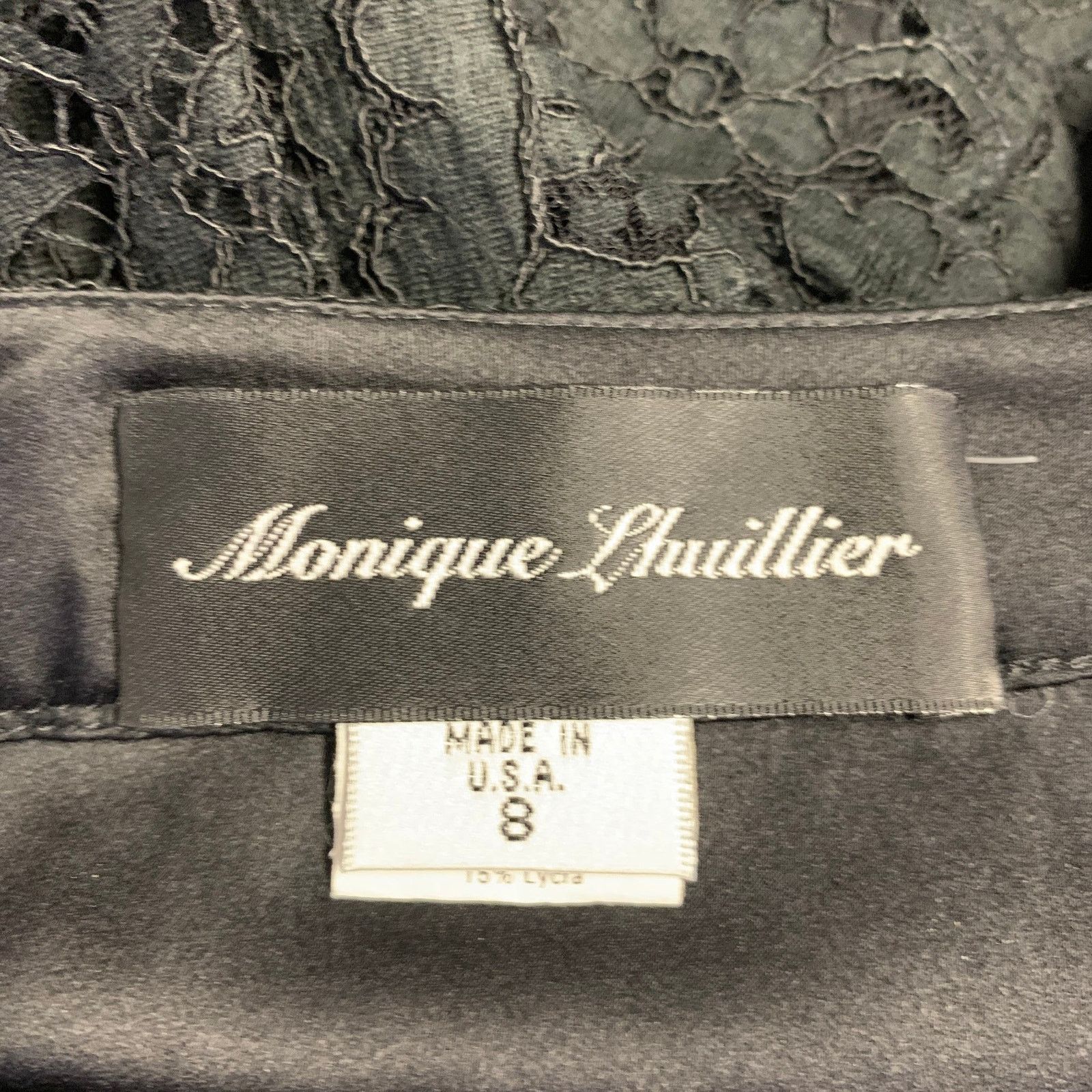 Monique Lhuillier Black Cotton Blend Lace Layered Knee Length Skirt Size 30" / US 8 / IT 44 - 3 Thumbnail