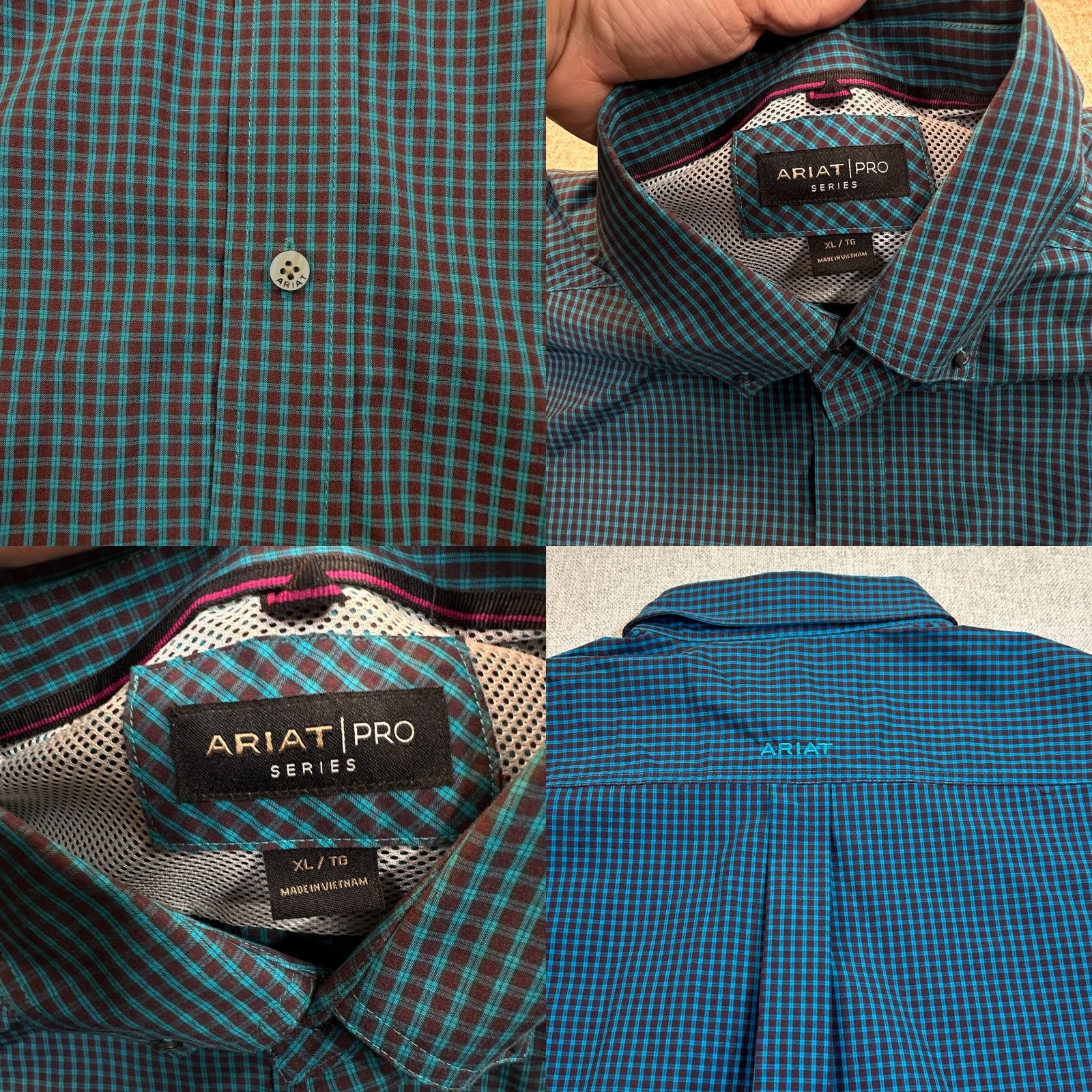 Ariat Ariat Pro Series Mens XL Gingham Western Cowboy Button Down Long Sleeve Shirt Size US XL / EU 56 / 4 - 8 Thumbnail