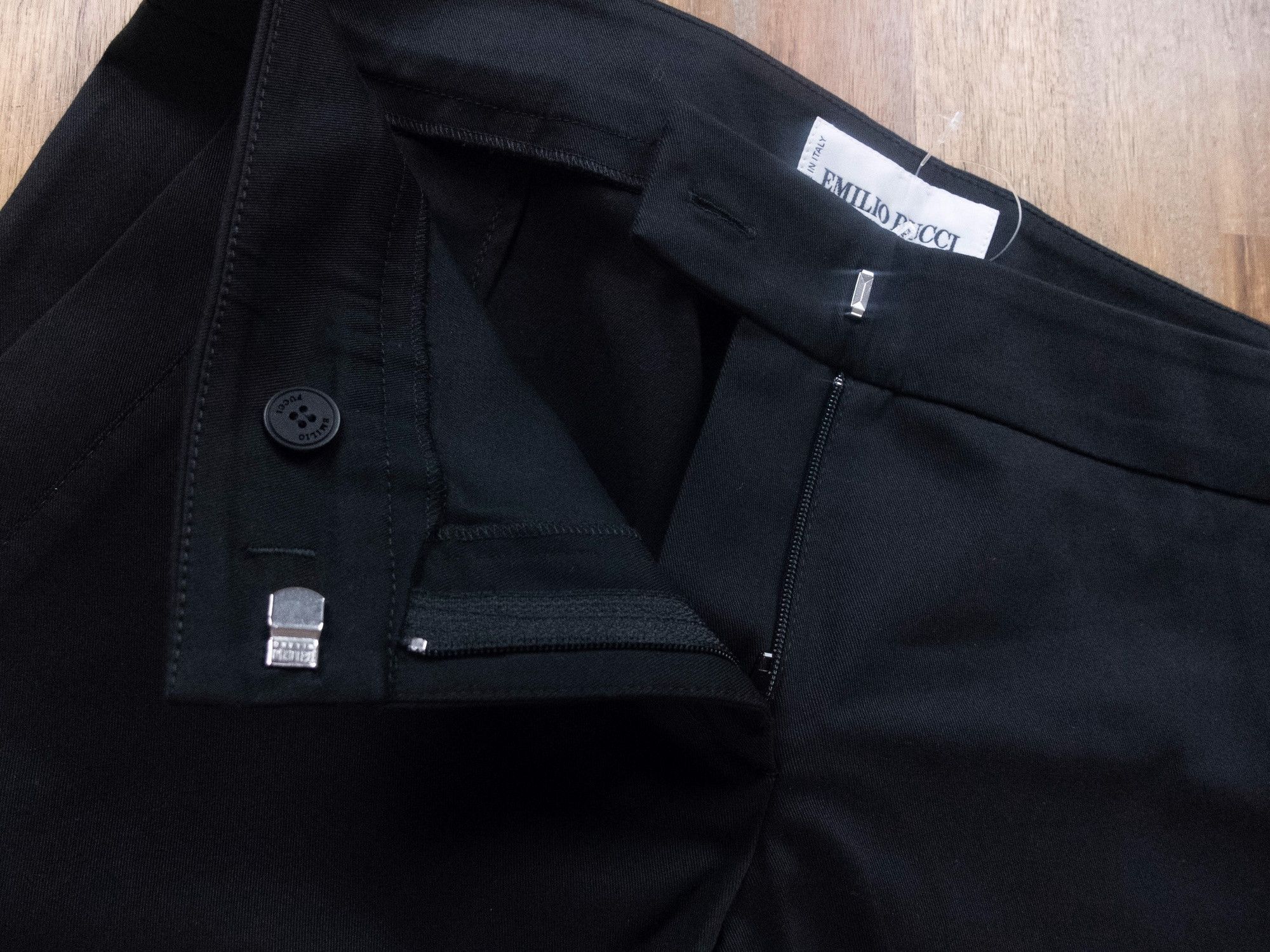 EMILIO PUCCI black stretch cotton crop pants 8 42 trousers