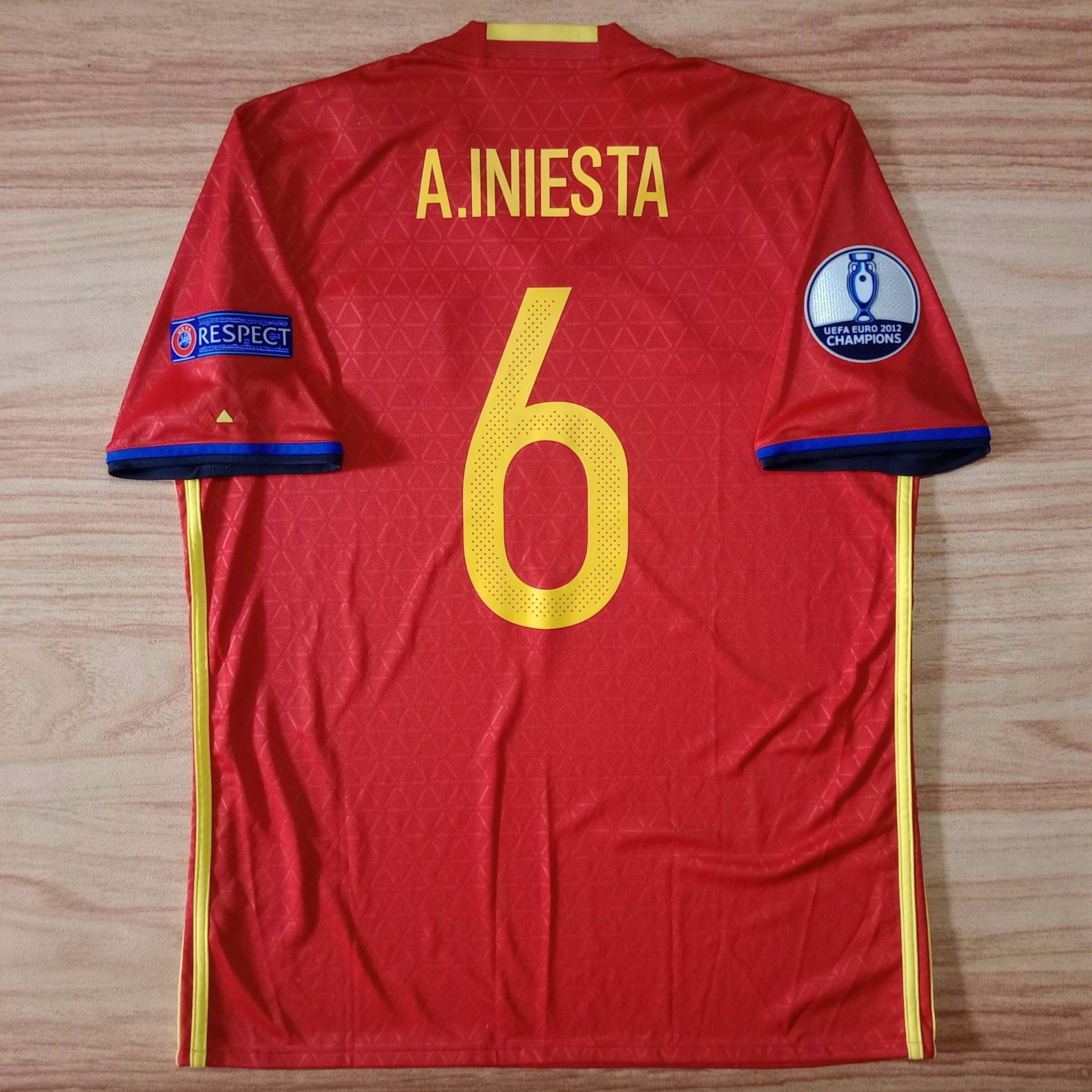Adidas Spain Euro 2016 Home Jersey Andres Iniesta 6 Size US L / EU 52-54 / 3 - 2 Thumbnail