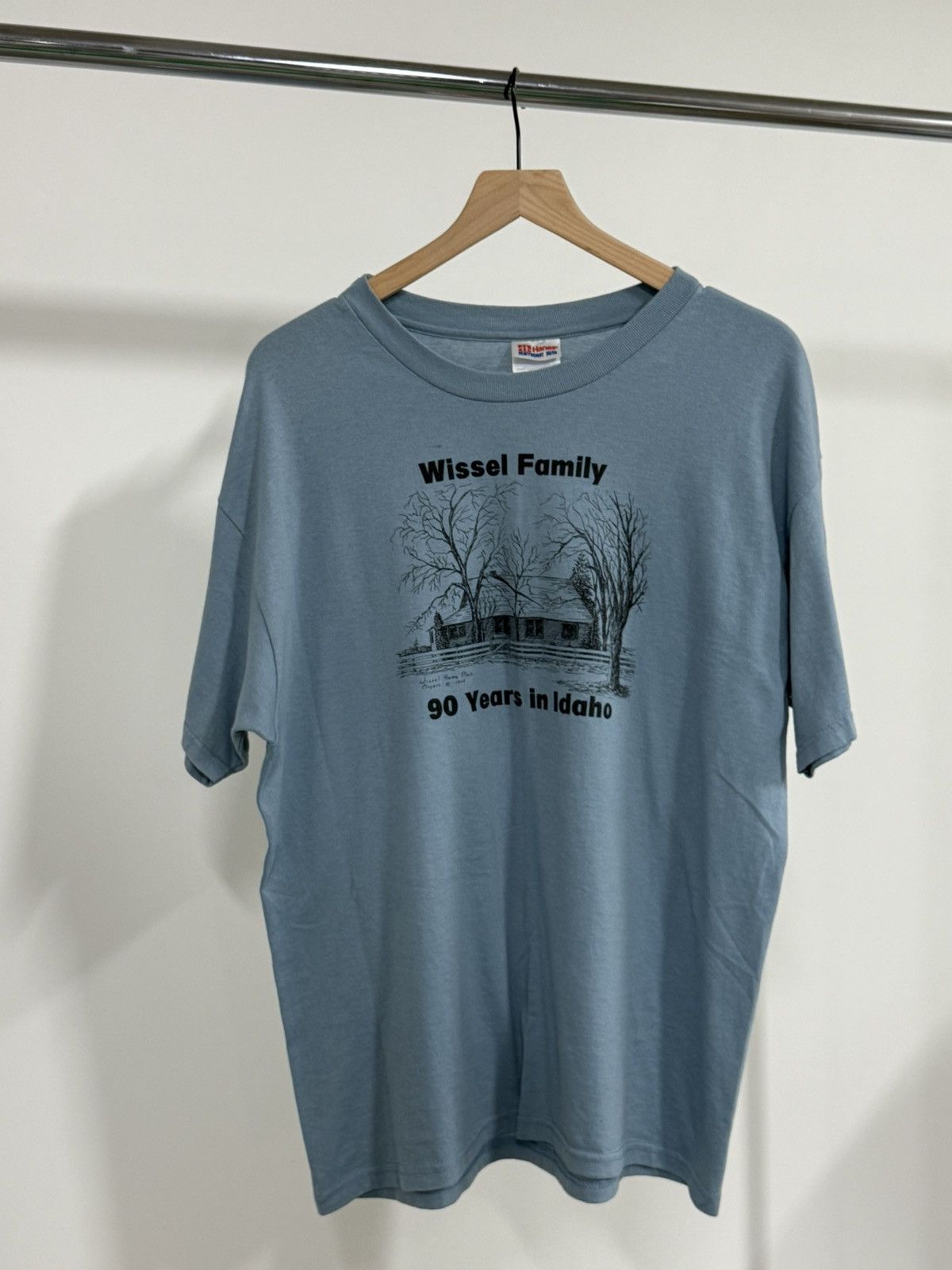 Vintage Vintage Idaho Farm Family Blue Tee Hanes Heavyweight 50 / 50 Size US L / EU 52-54 / 3 - 1 Thumbnail