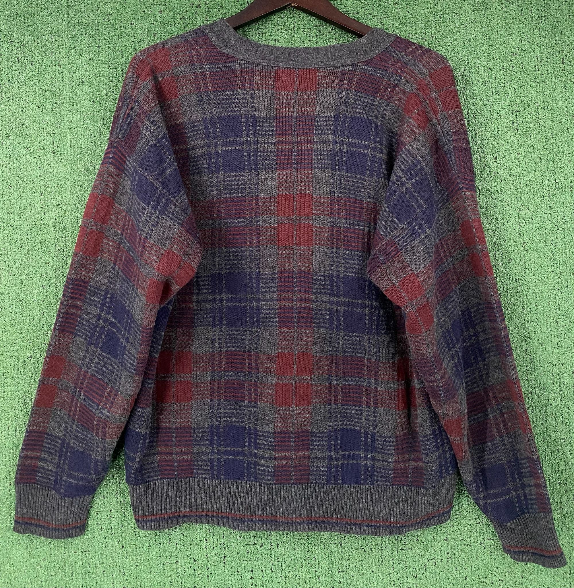 Vintage 90’s Savile Row Patterned Knit Cardigan Sweater Men’s Large Size US L / EU 52-54 / 3 - 5 Thumbnail