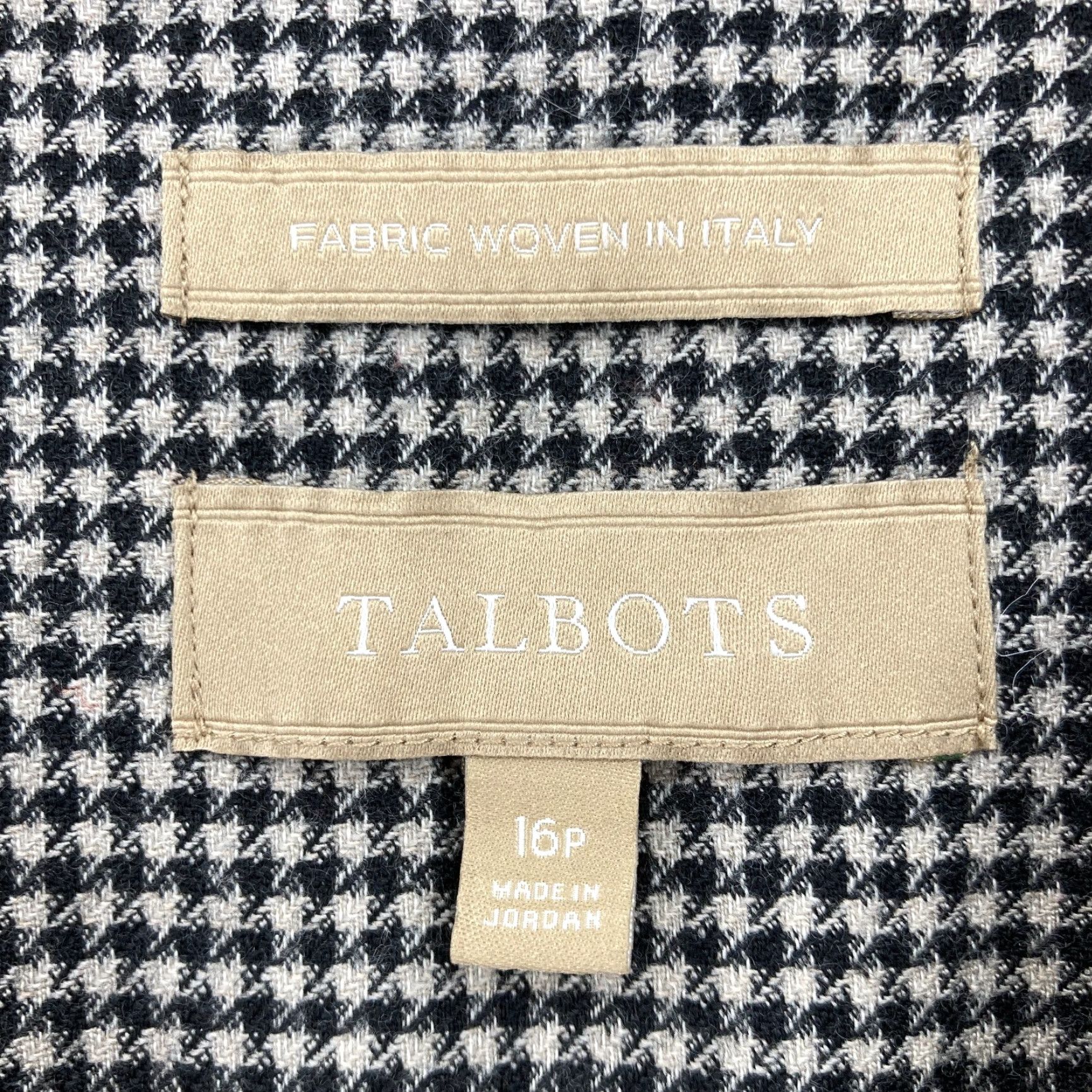 Talbots Talbots Blazer Women 16P Petite Wool Blend Houndstooth Brown One Button Italy Business Formal Workwear Lined Pockets Fall Spring Winter Size XXL / US 16-18 / IT 52-54 - 4 Thumbnail