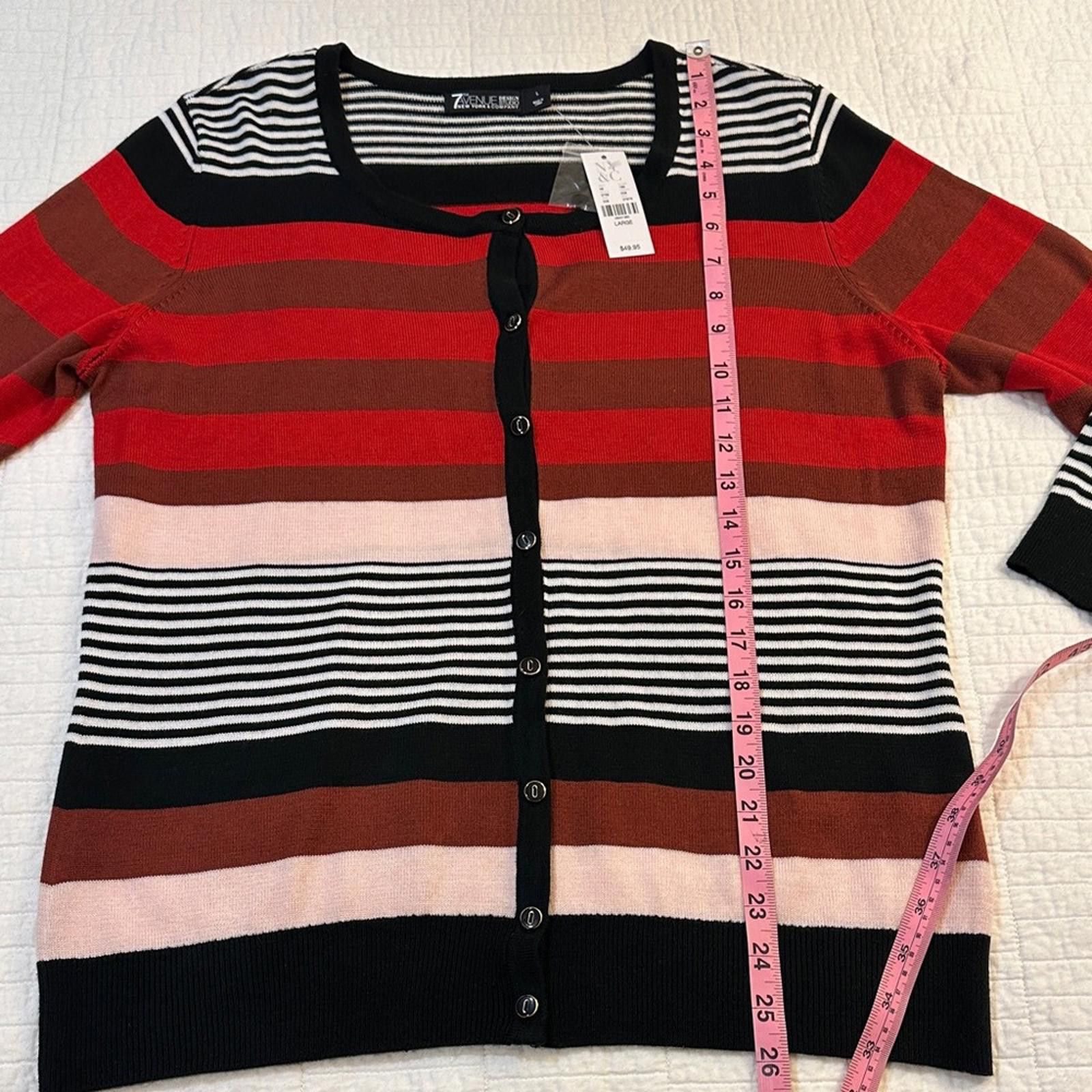 Other NY & Co Large Knit Cardigan Striped Cardigan Button NWT Size L / US 10 / IT 46 - 5 Thumbnail