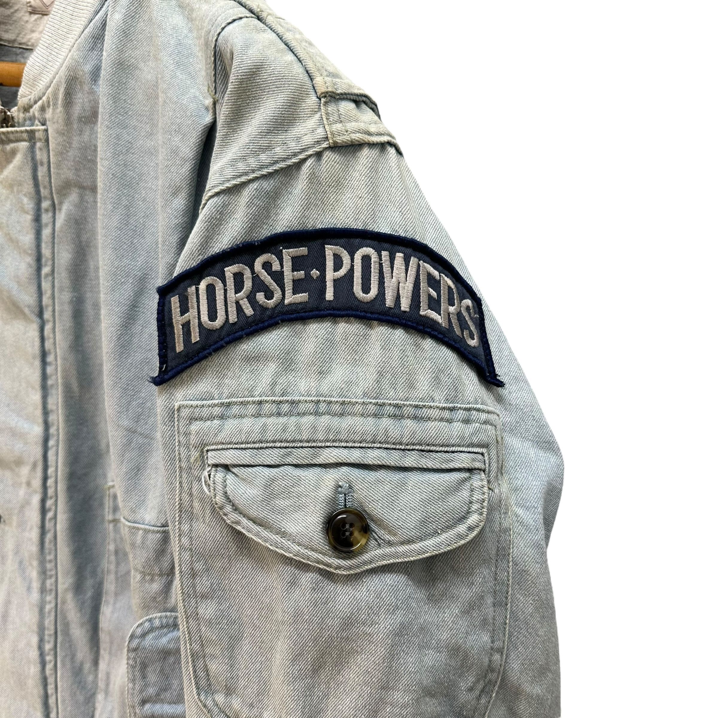 Vintage 90's HORSE POWERS 24 Denim Bomber Jacket #A60-1389 Size US XL / EU 56 / 4 - 7 Thumbnail