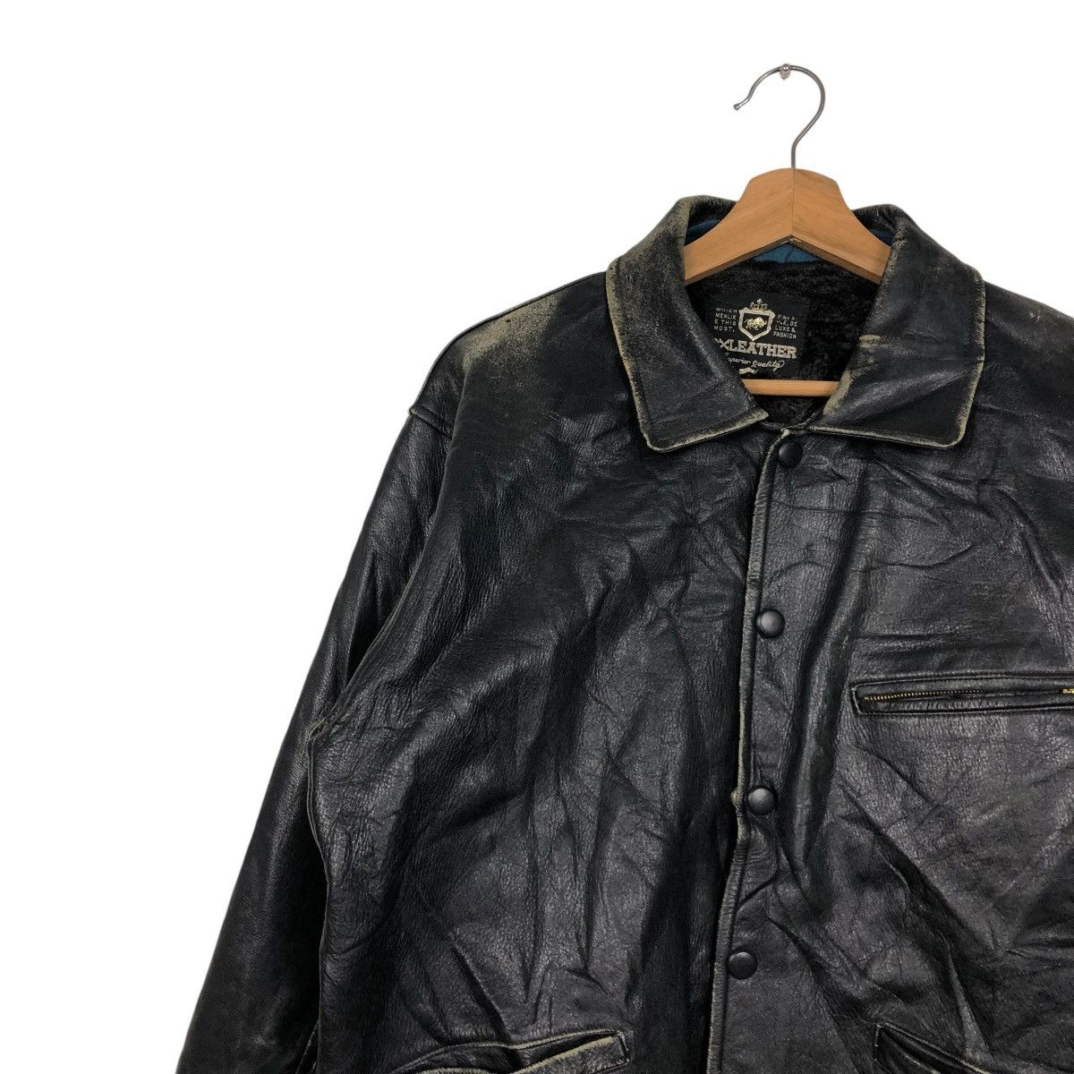 Japanese Brand 🔥VINTAGE 80’s BIKER LEATHER JACKET OXLEATHER FUR BLANKET Size US M / EU 48-50 / 2 - 9 Thumbnail