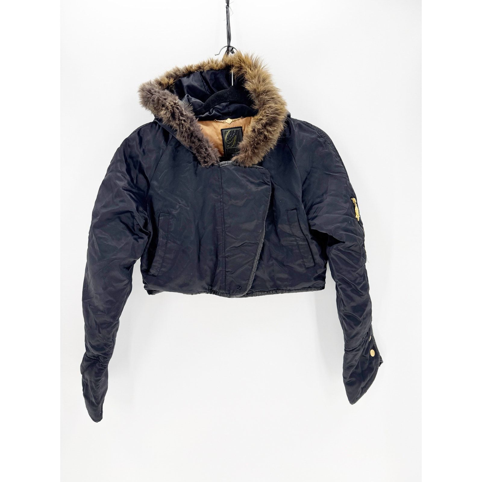 G-Unit G Unit black cropped down jacket rabbit fur size M Y2K bling Size M / US 6-8 / IT 42-44 - 1 Thumbnail
