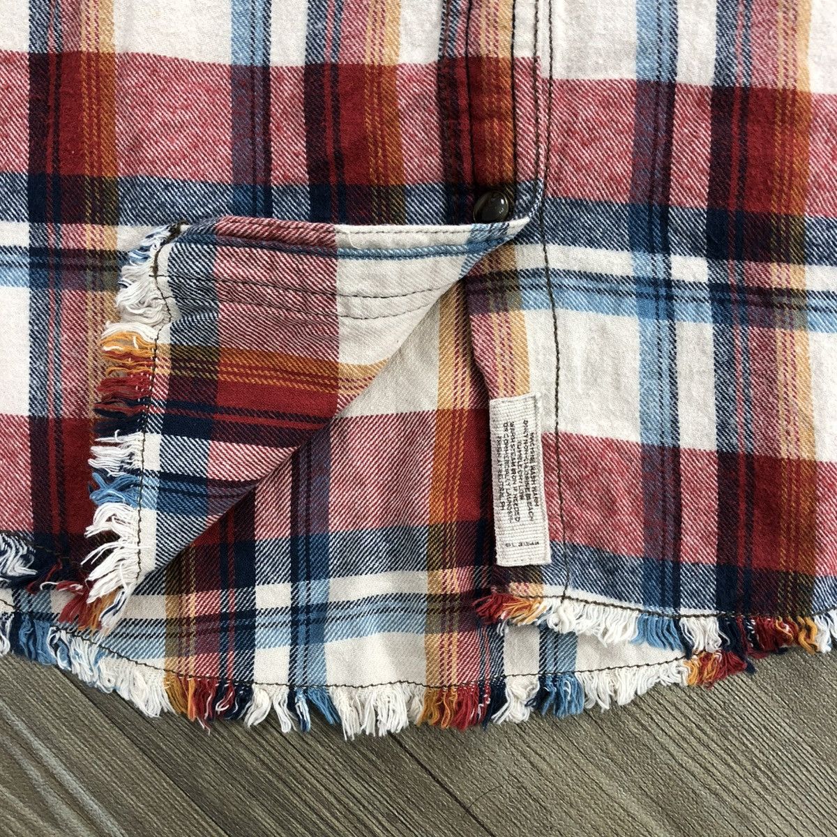 If Six Was Nine × Japanese Brand × Le Grande Bleu (L.G.B.) 2000's GOA Unfinished Plaid Punk Style Western Shirt Flannel Size US M / EU 48-50 / 2 - 5 Thumbnail