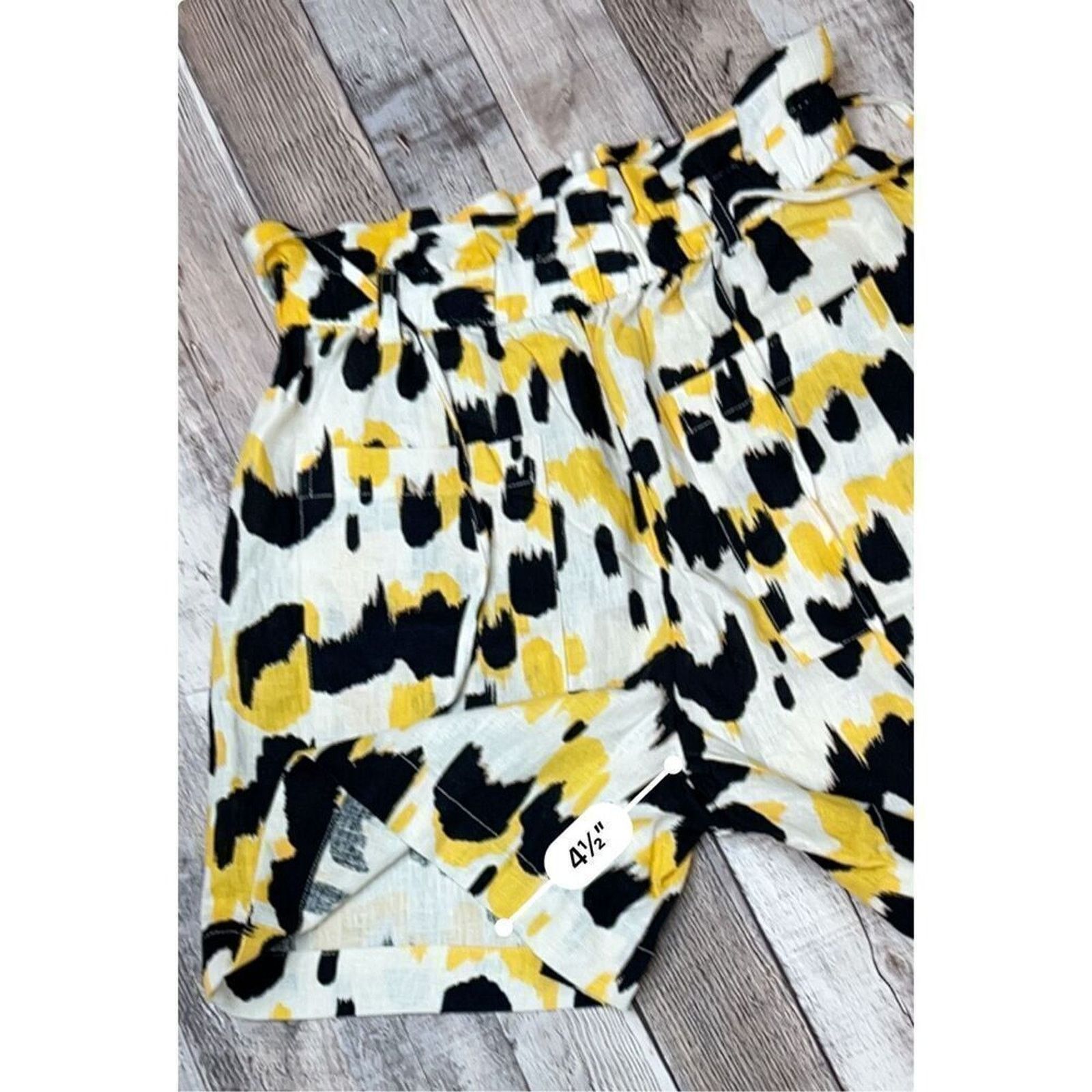 Other Who What Wear Linen Paperbag Shorts XS Yellow Leopard NWOT Size 26" / US 2 / IT 38 - 9 Thumbnail