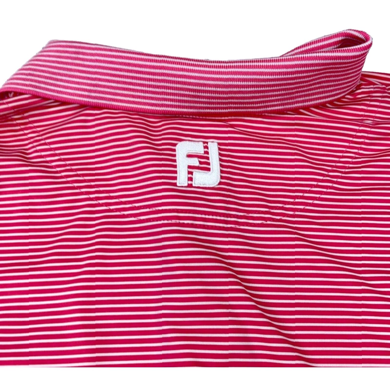 Footjoy FootJoy Polo Shirt Men L Pink Striped Performance Golf Wicking Quick Dry Apparel Logo Short Sleeve Polo Mens Size US L / EU 52-54 / 3 - 6 Thumbnail
