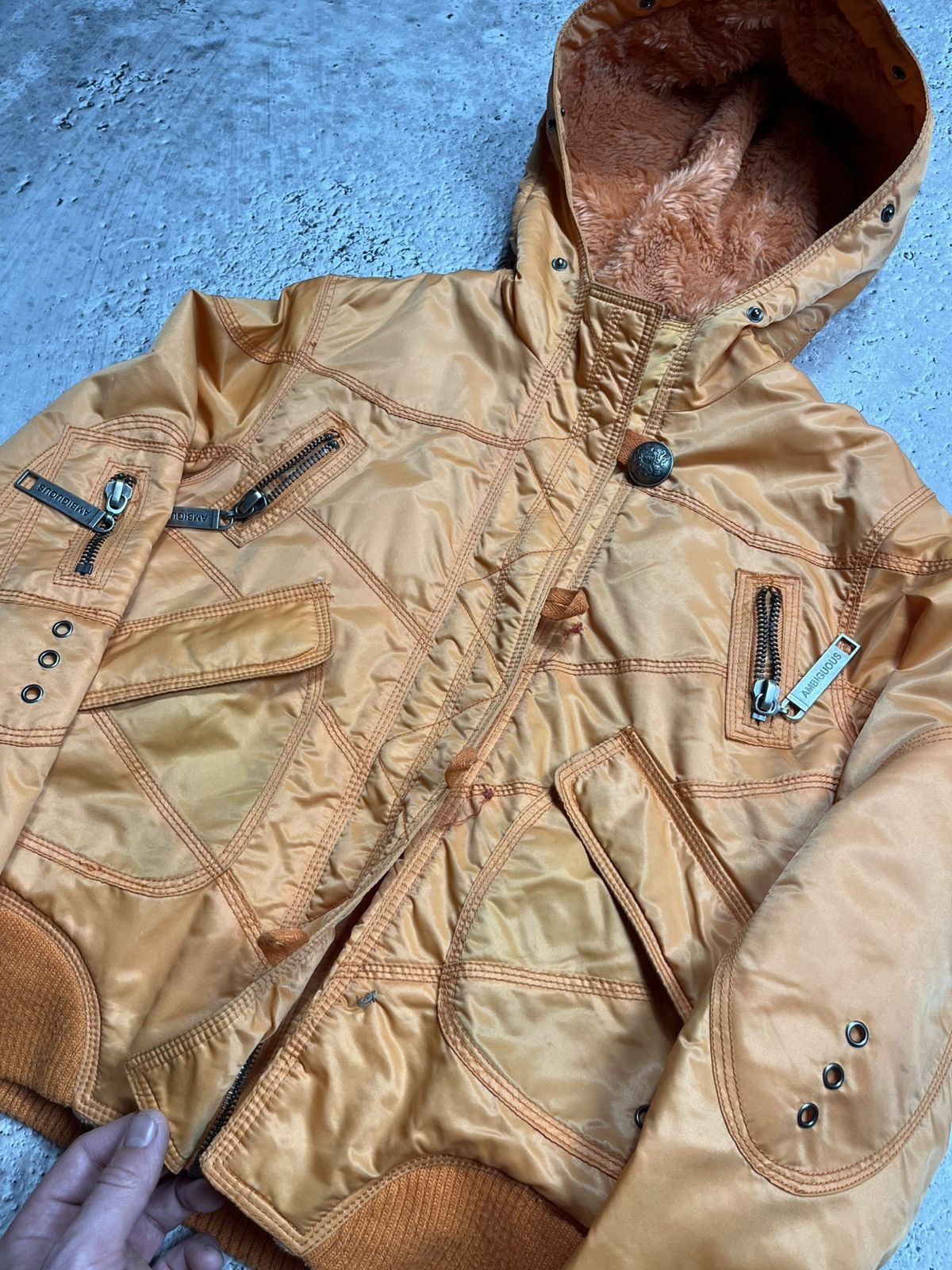 Other Women’s Cropped Bomber Jacket Faux Fur Lined Orange Size M Size M / US 6-8 / IT 42-44 - 4 Thumbnail