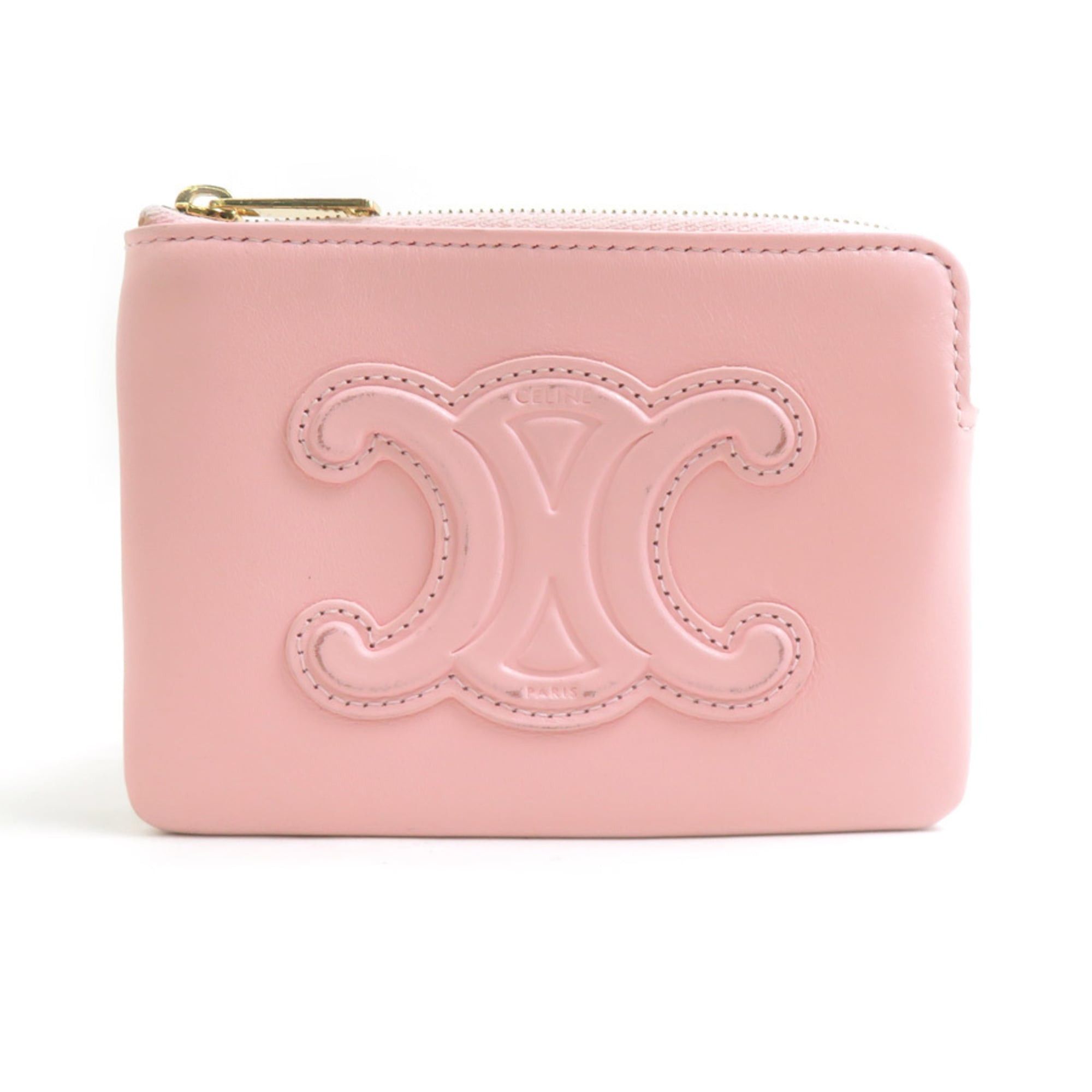 Celine Celine Wallet/Coin Purse Triomphe Leather Pink Women's r11208j Size ONE SIZE - 1 Thumbnail