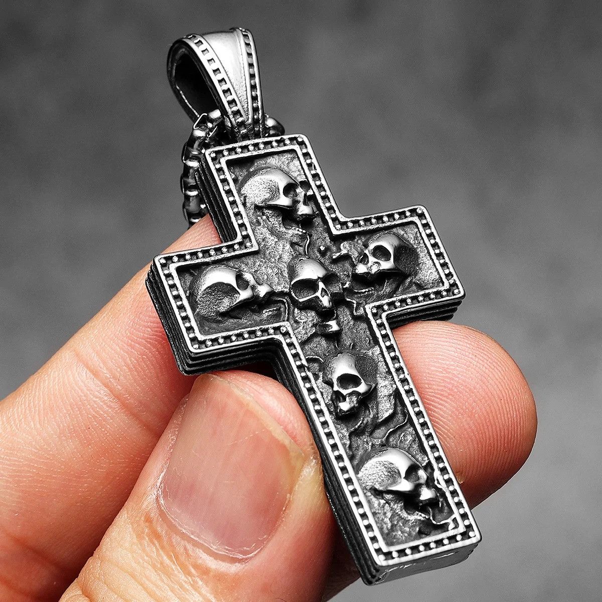 Other Skull Texture Cross Pendant Accessories Necklace Gifts Size ONE SIZE - 5 Thumbnail