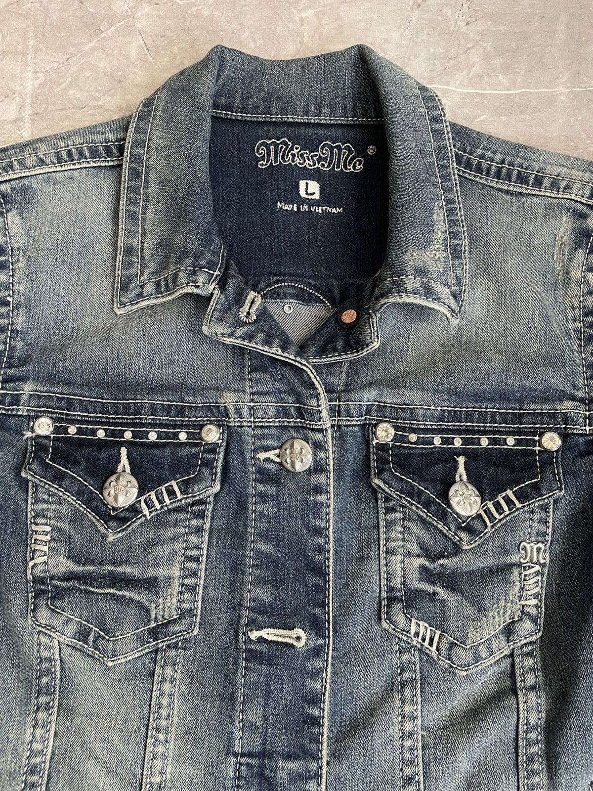 Tornado Mart Miss me Denim Jacket Blue affliction style trucker jacket Size US M / EU 48-50 / 2 - 5 Thumbnail
