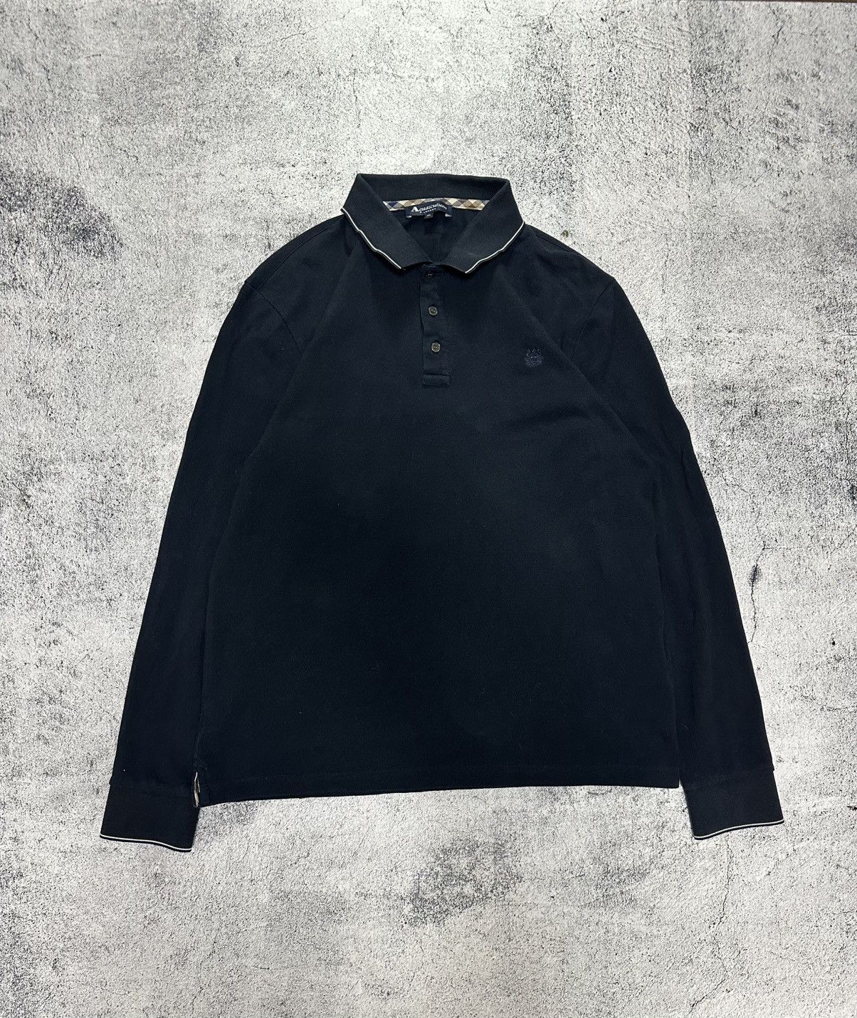 Aquascutum Vintage Aquascutum Longsleeve Black Logo Fit Size US L / EU 52-54 / 3 - 1 Thumbnail