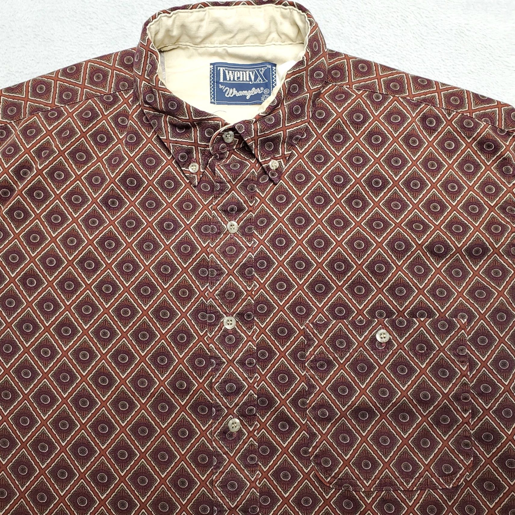 Wrangler Wrangler Shirt Men XXL Red Geometric Diamond Twenty X Long Sleeve Western Casual Size US XXL / EU 58 / 5 - 2 Thumbnail