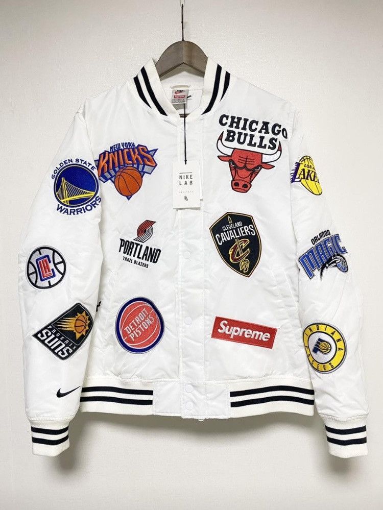 Supreme 2018SS Supreme X NIKE NBA TEAMS WARM UP JACKET WHITE | Grailed