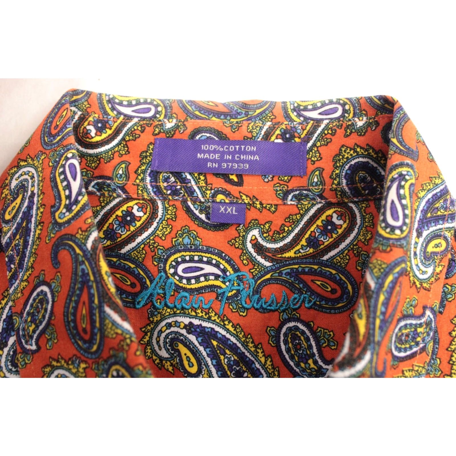 Vintage Alan Flusser Paisley Shirt Men's XXL Orange Short Sleeve Button-Up Preppy Loud Size US XXL / EU 58 / 5 - 4 Thumbnail