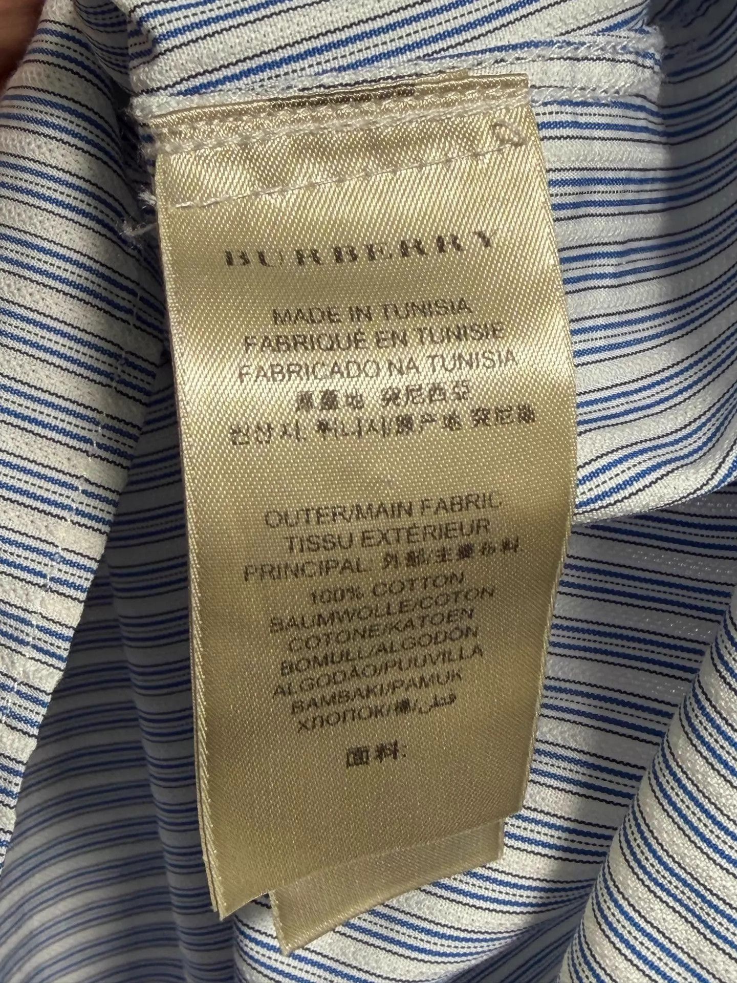 Burberry Striped Long Sleeve Button-Up Shirt with Contrast Collar Size US XXS / EU 40 - 7 Thumbnail
