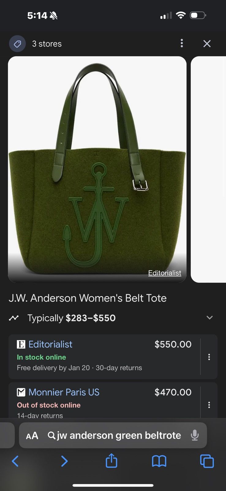 JW Anderson JW Anderson belt tore bag Size ONE SIZE - 4 Thumbnail