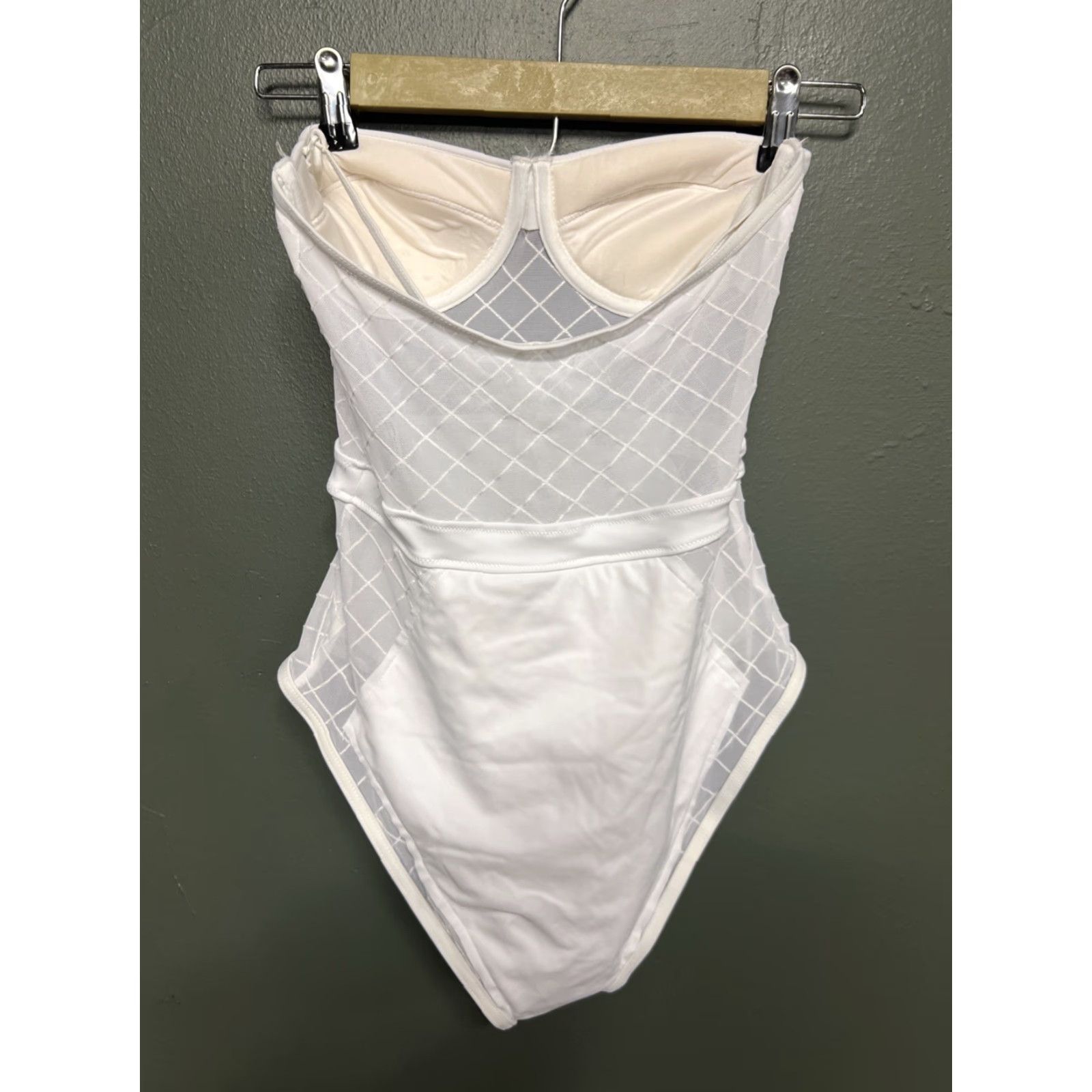 Asos ASOS Swim Womens One Piece Halter Swimsuit 34B White Size ONE SIZE - 2 Thumbnail