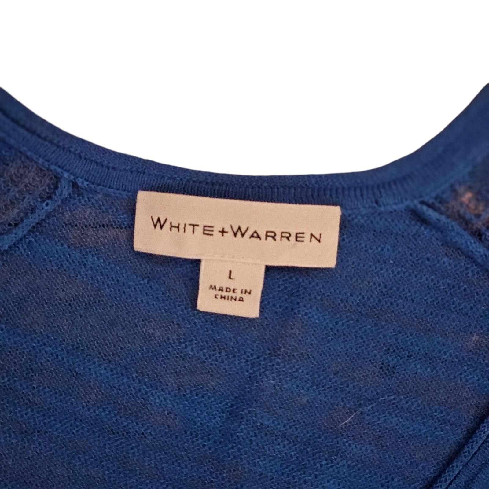 White + Warren White + Warren Lightweight Blue V-Neck Sweater Large Size L / US 10 / IT 46 - 2 Thumbnail