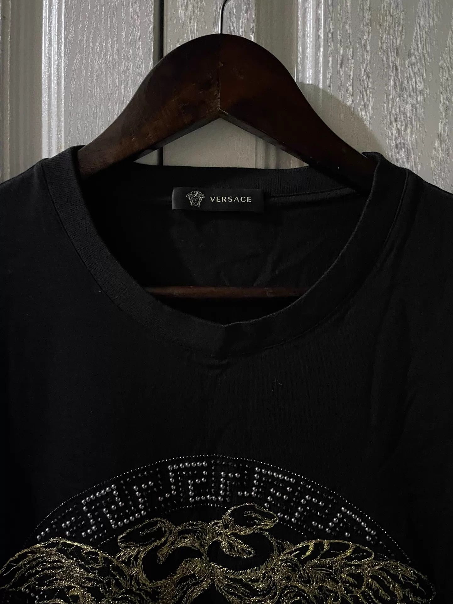 Versace Versace Medusa Gold Thread Rhinestone Mint SS T - Shirt 2XL Size US XXL / EU 58 / 5 - 3 Thumbnail