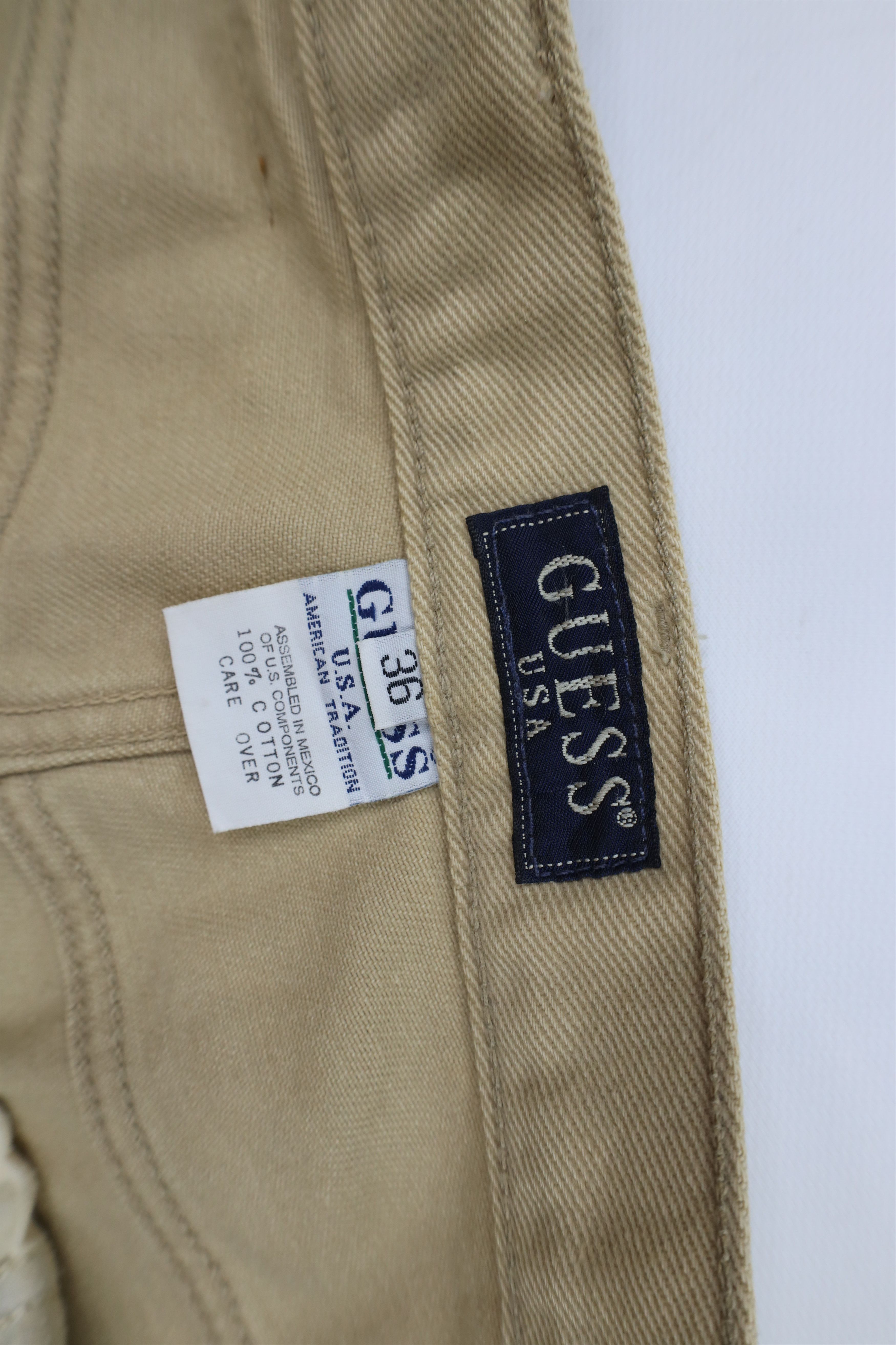 Guess Vintage 90s Guess Relaxed Fit Tapered Leg Jeans Beige Size US 36 / EU 52 - 10 Thumbnail