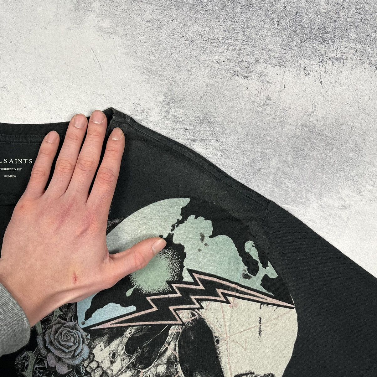 Allsaints Designer AllSaints Orbit Skulls Big Logo Oversize T Shirt Size US M / EU 48-50 / 2 - 11 Thumbnail