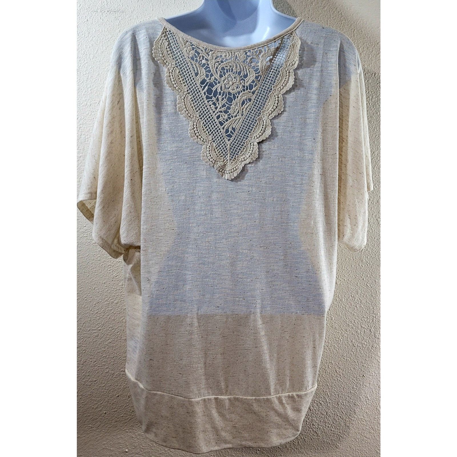 Apt. 9 Apt 9 Beige Cream Slub Knit Batwing Short Sleeve Top XL Size XL / US 12-14 / IT 48-50 - 3 Thumbnail