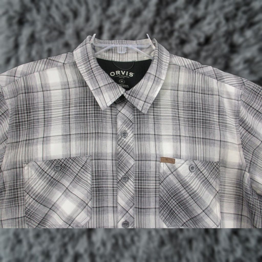 Orvis Orvis Shirt XL Gray Plaid Pockets Polyester Fishing Stretch Shirt (Men) Size US XL / EU 56 / 4 - 1 Thumbnail
