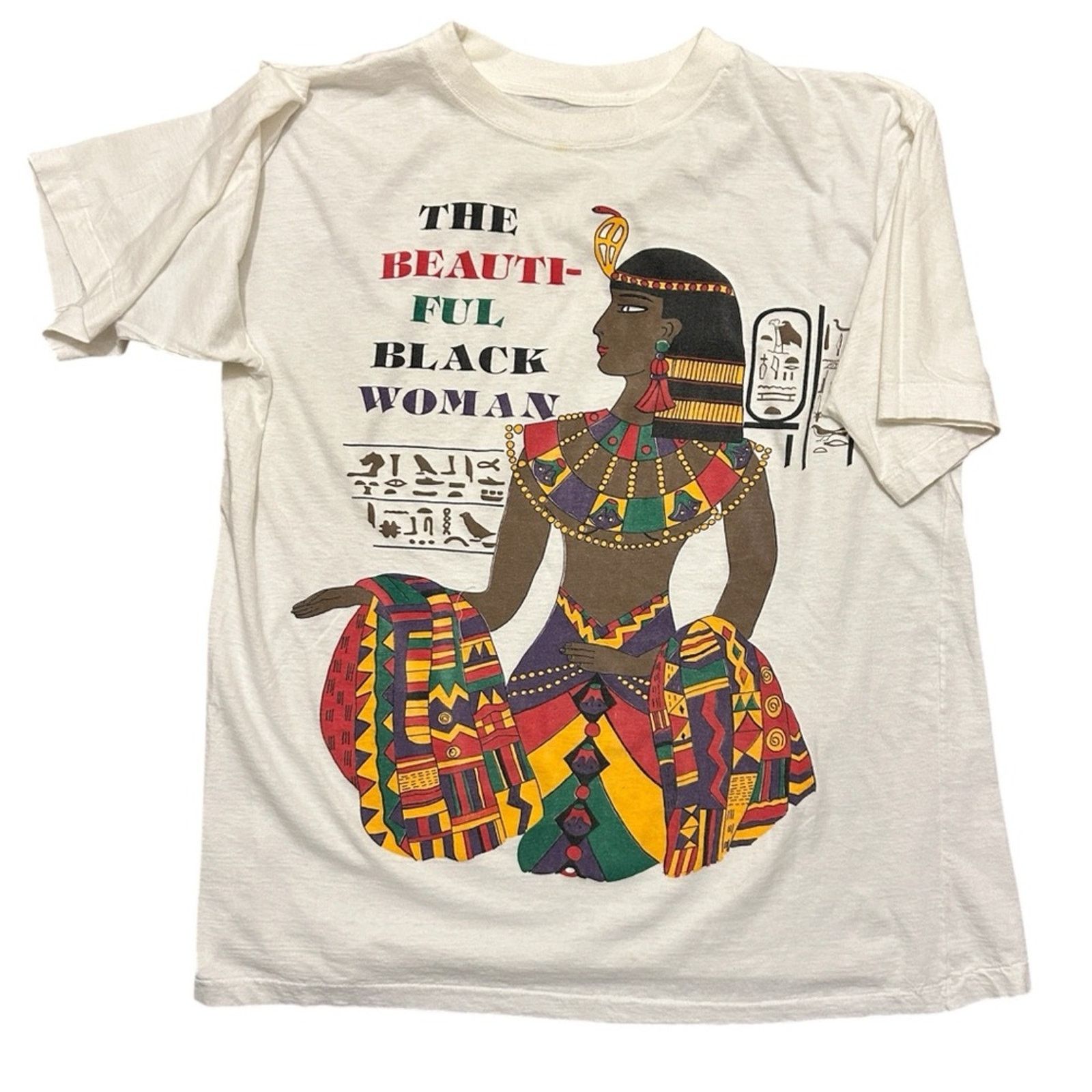 Vintage Rare 90s Vintage Beautiful Black Woman Nefertiti Graphic Tee Size M / US 6-8 / IT 42-44 - 5 Thumbnail